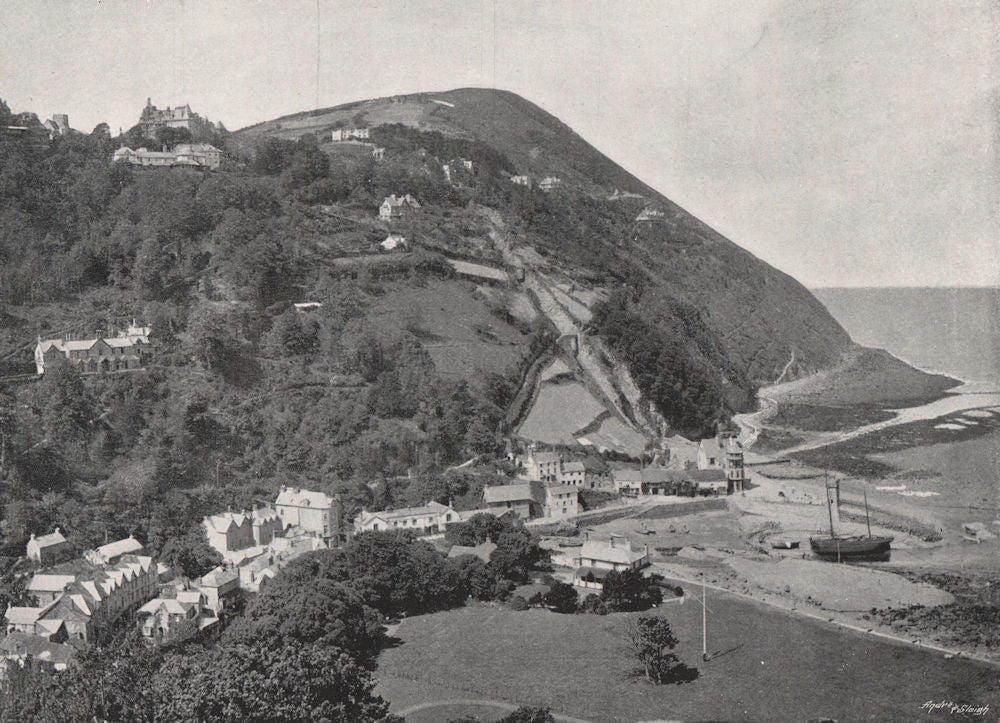 LYNMOUTH. View of the town. Devon 1900 old antique vintage print picture